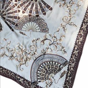 Regency Brocade Fan 100% Silk Scarf